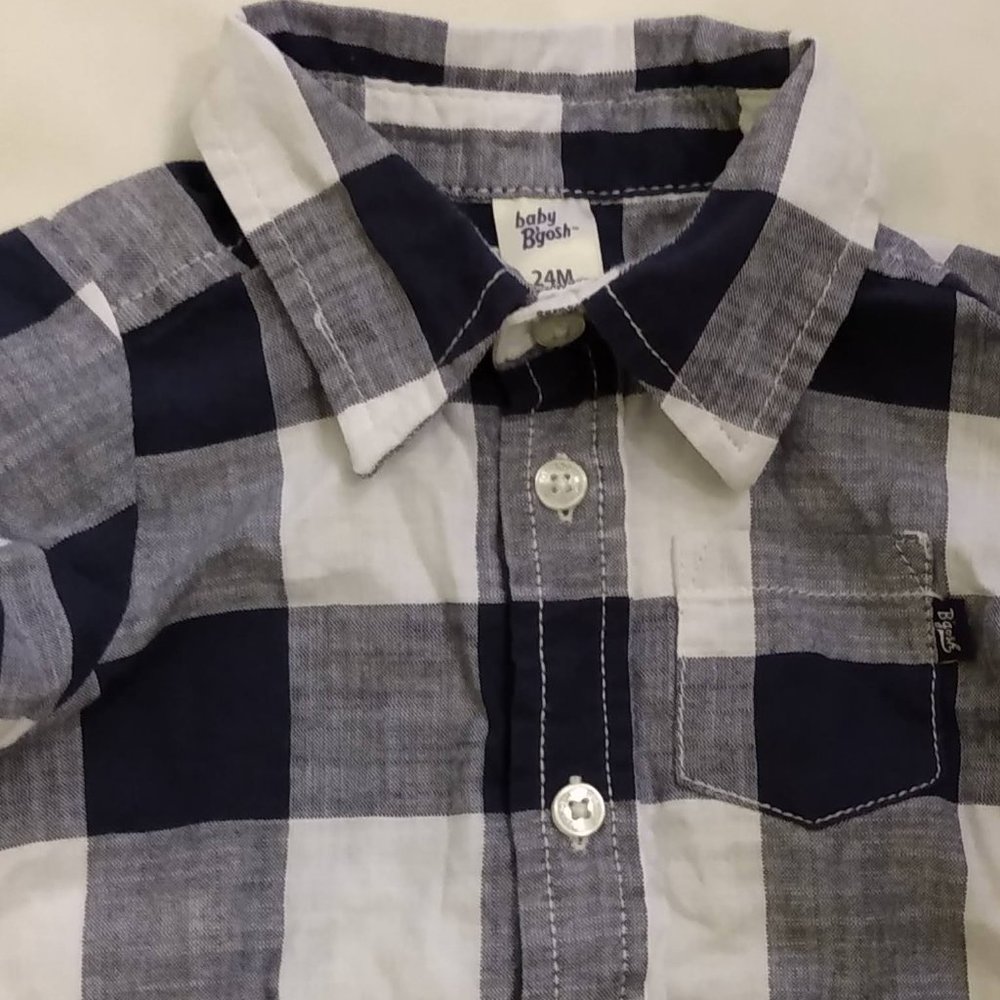 Boys Blue and White Plaid Shirt Size 24 Months